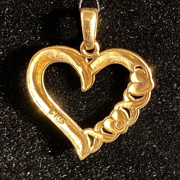 14K XO Heart Necklace Pendant - Picture 2 of 3